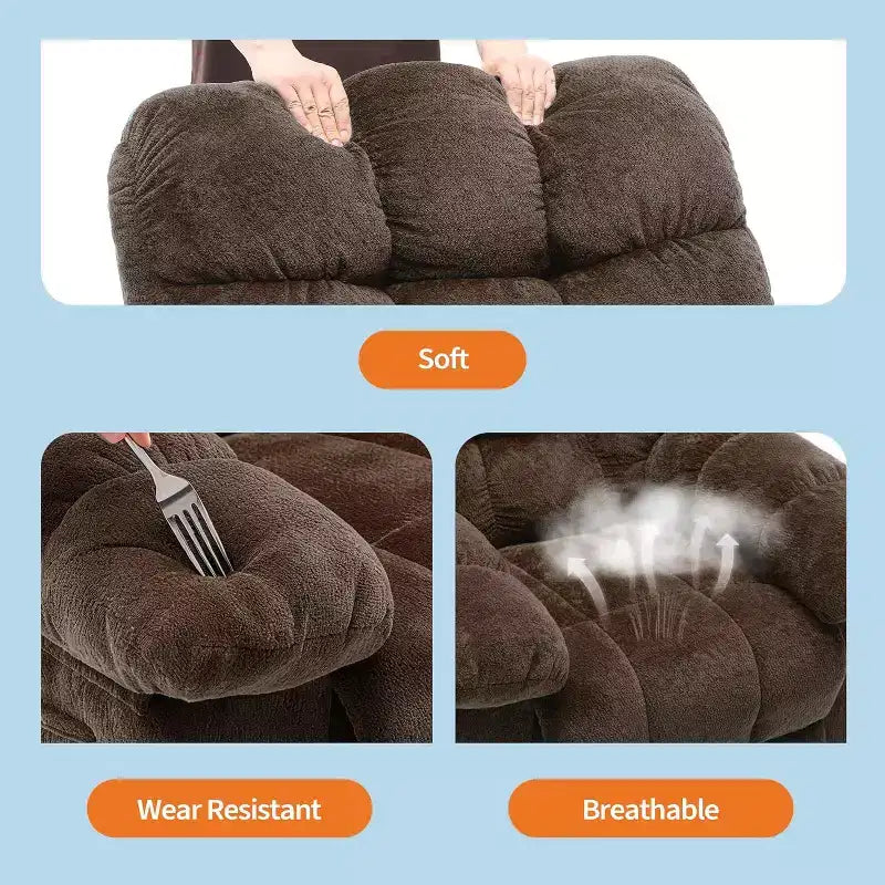 Fauteuil inclinable manuel, design ergonomique rembourré avec tissu respirant et poches latérales de rangement, pour le salon
