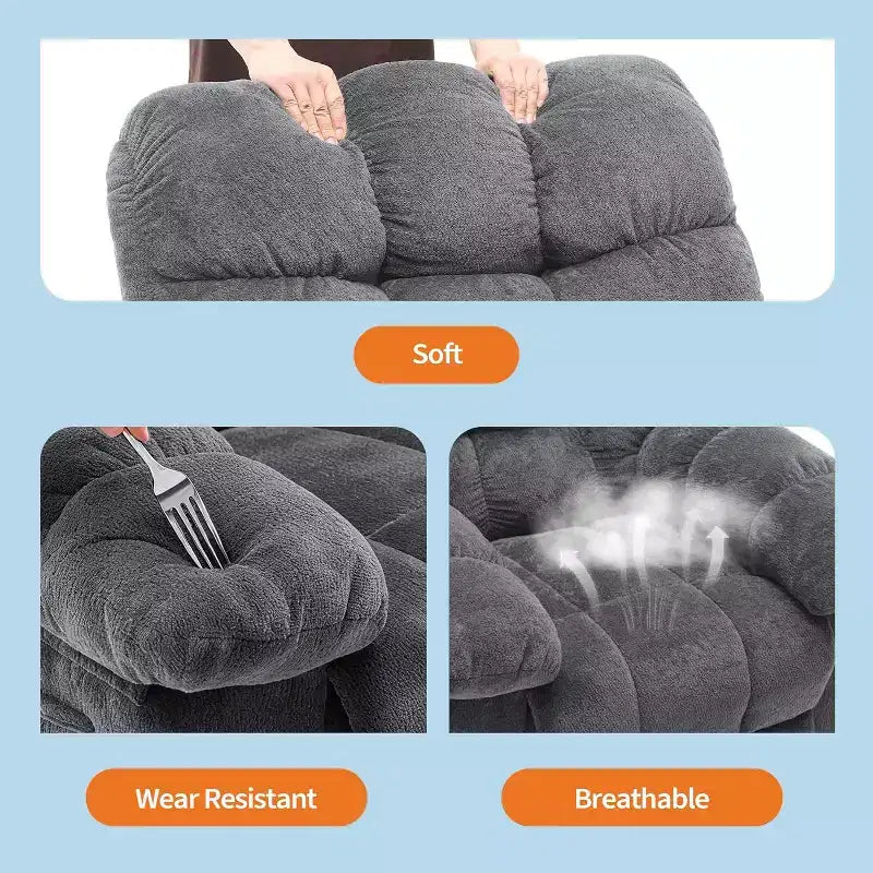 Fauteuil inclinable manuel, design ergonomique rembourré avec tissu respirant et poches latérales de rangement, pour le salon