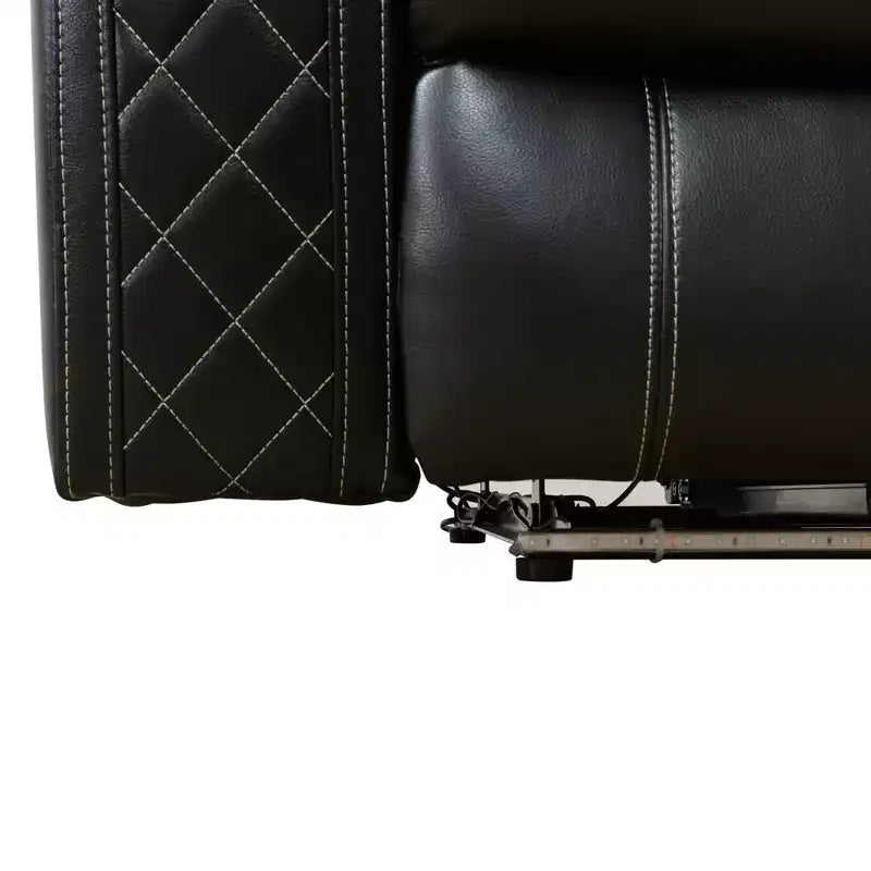 Fauteuil inclinable électrique en cuir avec port de chargement USB, éclairage LED et dossier réglable pour salon, noir