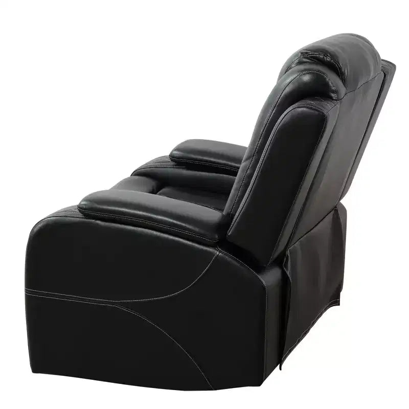 Fauteuil inclinable électrique en cuir avec port de chargement USB, éclairage LED et dossier réglable pour salon, noir
