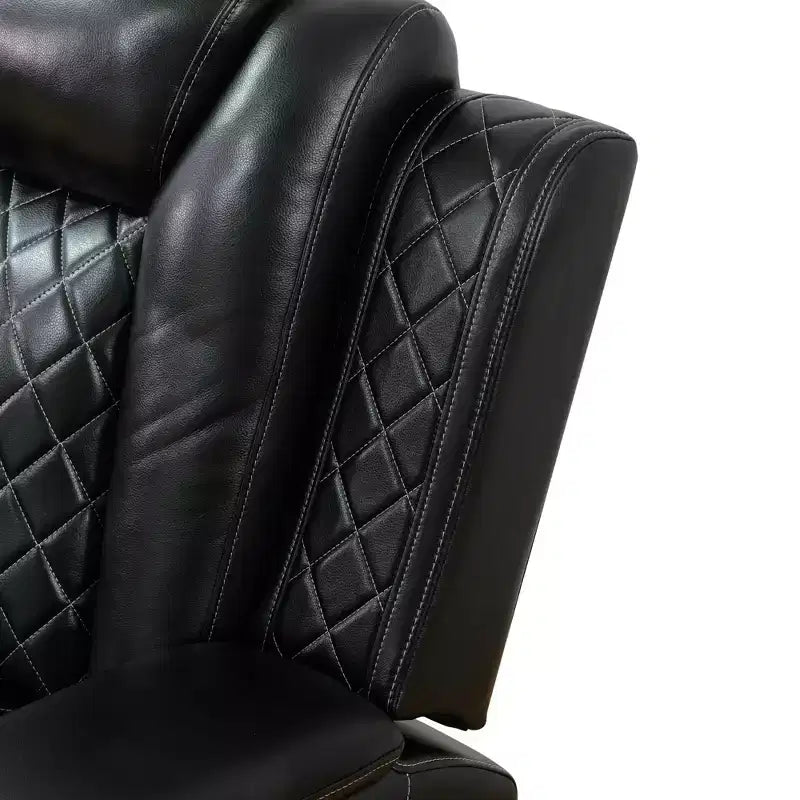 Fauteuil inclinable électrique en cuir avec port de chargement USB, éclairage LED et dossier réglable pour salon, noir