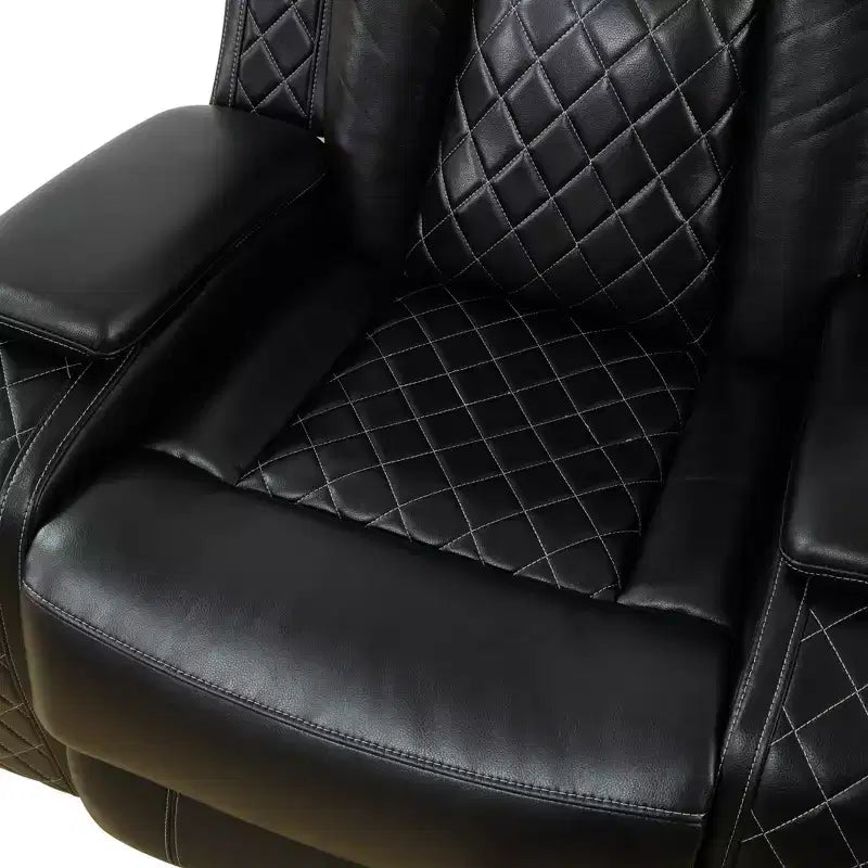 Fauteuil inclinable électrique en cuir avec port de chargement USB, éclairage LED et dossier réglable pour salon, noir