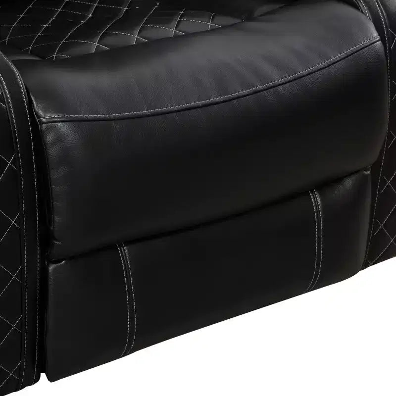 Fauteuil inclinable électrique en cuir avec port de chargement USB, éclairage LED et dossier réglable pour salon, noir