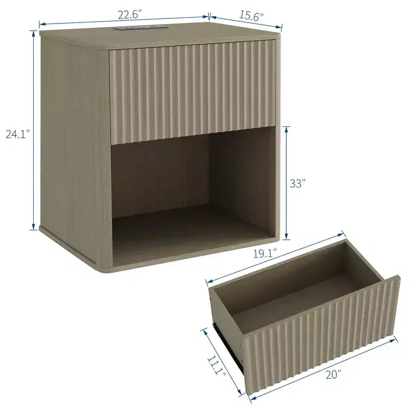 Table de chevet, table de chevet encastrée avec prise et lampe L, grande table de chevet moderne et large pour chambre à coucher, salon, canapé, bureau à domicile, lot de 2