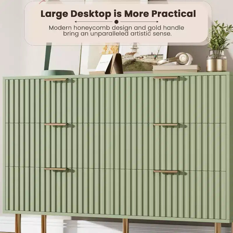 Commode de chambre à 6 tiroirs, commode intégrée moderne de 120 cm de large avec tiroirs profonds pour salon, couloir, chambre d'enfant