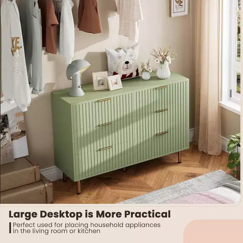Commode de chambre à 6 tiroirs, commode intégrée moderne de 120 cm de large avec tiroirs profonds pour salon, couloir, chambre d'enfant