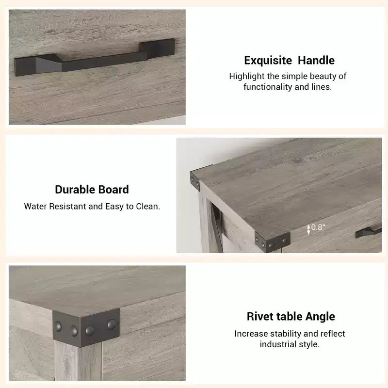 Console de Ferme à 2 Niveaux avec Tiroirs pour Couloir/Salon, MDF et Pieds en Bois