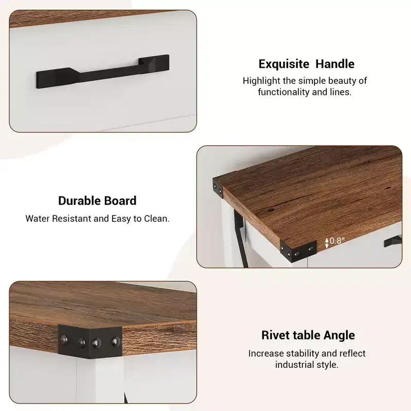 Console de Ferme à 2 Niveaux avec Tiroirs pour Couloir/Salon, MDF et Pieds en Bois