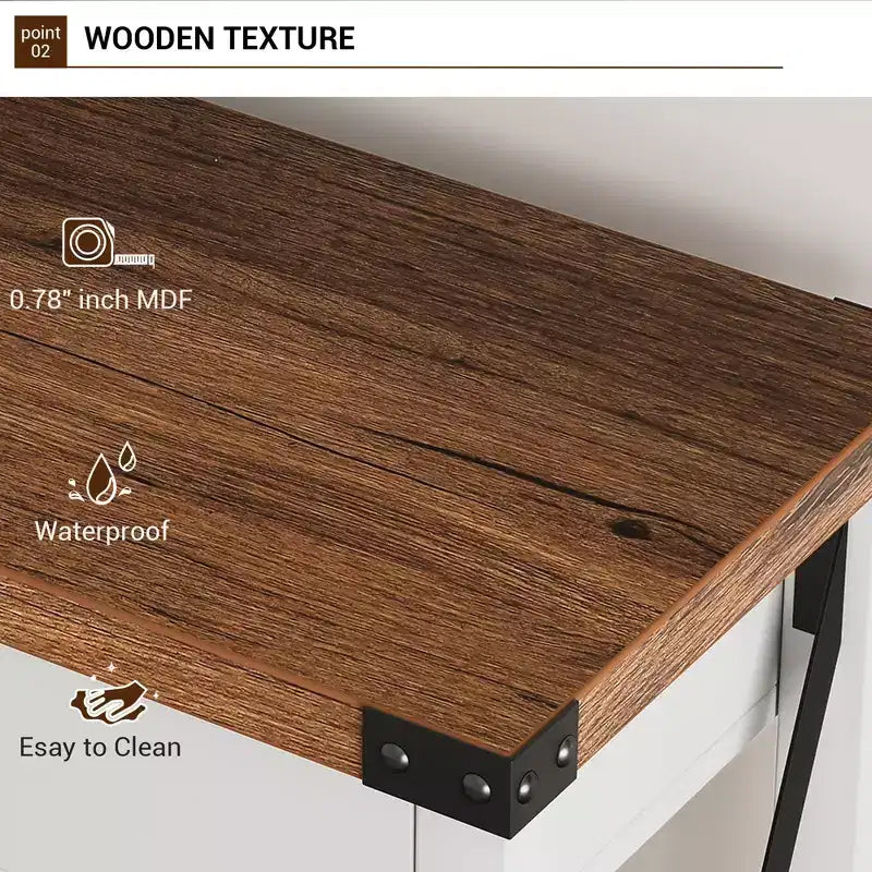 Console de Ferme à 2 Niveaux avec Tiroirs pour Couloir/Salon, MDF et Pieds en Bois