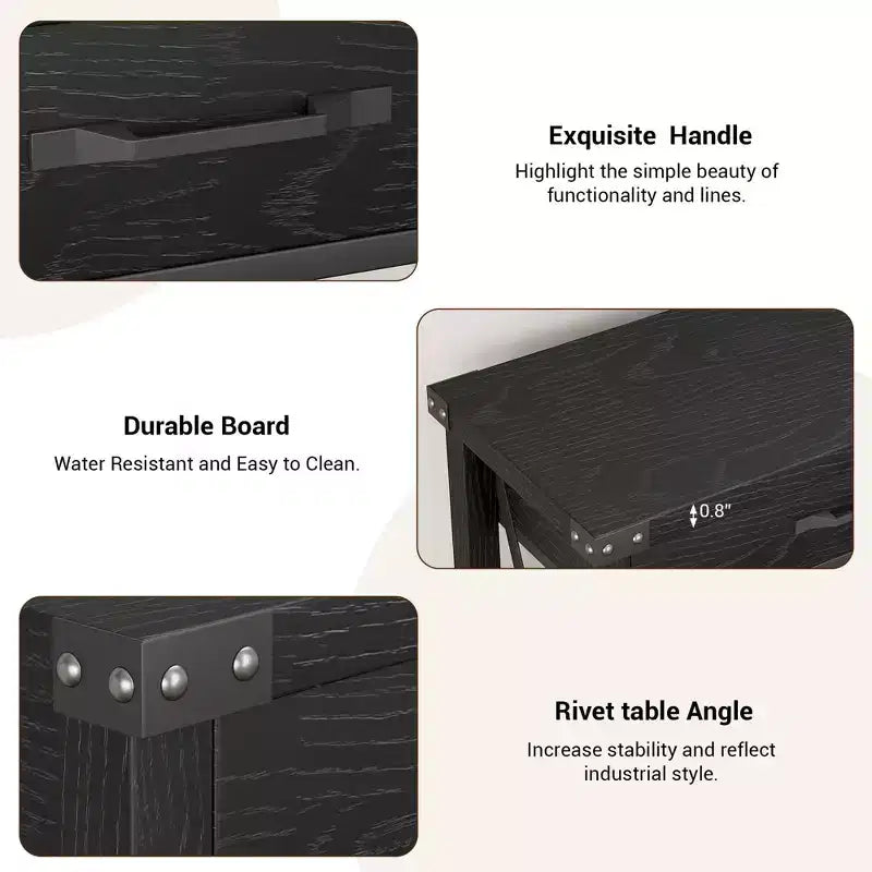 Console de Ferme à 2 Niveaux avec Tiroirs pour Couloir/Salon, MDF et Pieds en Bois