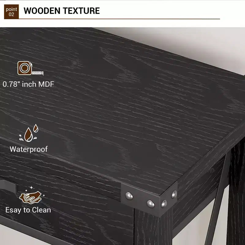 Console de Ferme à 2 Niveaux avec Tiroirs pour Couloir/Salon, MDF et Pieds en Bois