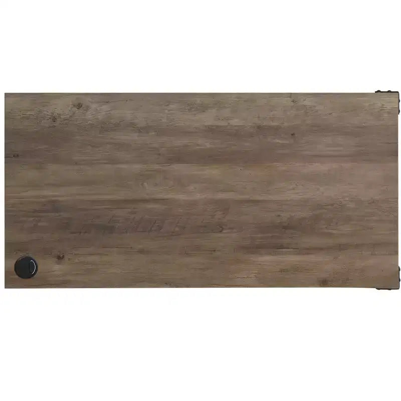Bureau d'angle en forme de L de style Ferme avec pieds en métal, bureau d'angle avec 2 armoires de rangement et 2 étagères, bureau d'ordinateur pour salon, bureau d'étude