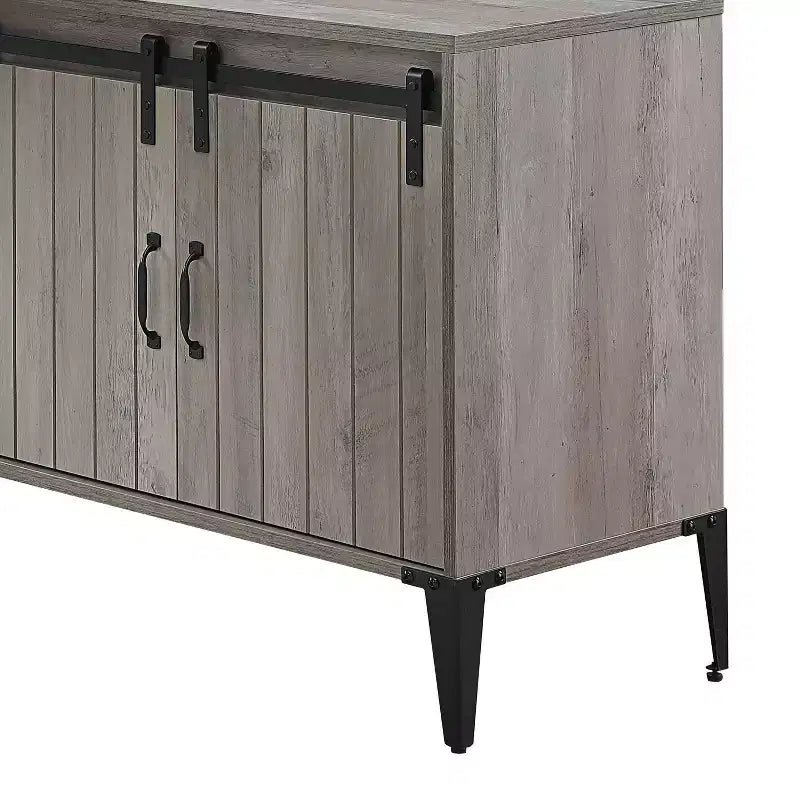 Bureau d'angle en forme de L de style Ferme avec pieds en métal, bureau d'angle avec 2 armoires de rangement et 2 étagères, bureau d'ordinateur pour salon, bureau d'étude