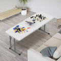 Table pliante étroite, matériau HDPE de première qualité et cadre métallique robuste, parfaite pour les fêtes, le travail à domicile, blanche