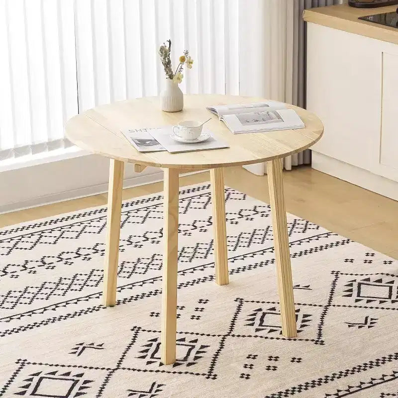 Table à manger pliante en bois massif, Table ronde extensible pliante pour la maison, l'appartement, le bureau