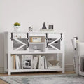 Table console de ferme 46 po avec portes coulissantes de grange, table de canapé blanche (pour salon/entrée/vestibule)