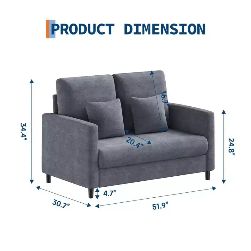 Fauteuil d'appoint 51,9 Canapé, Causeuse de lecture en chenille pour chambre à coucher, Canapé d'appoint de salon sans outils, Fauteuil confortable pour le salon