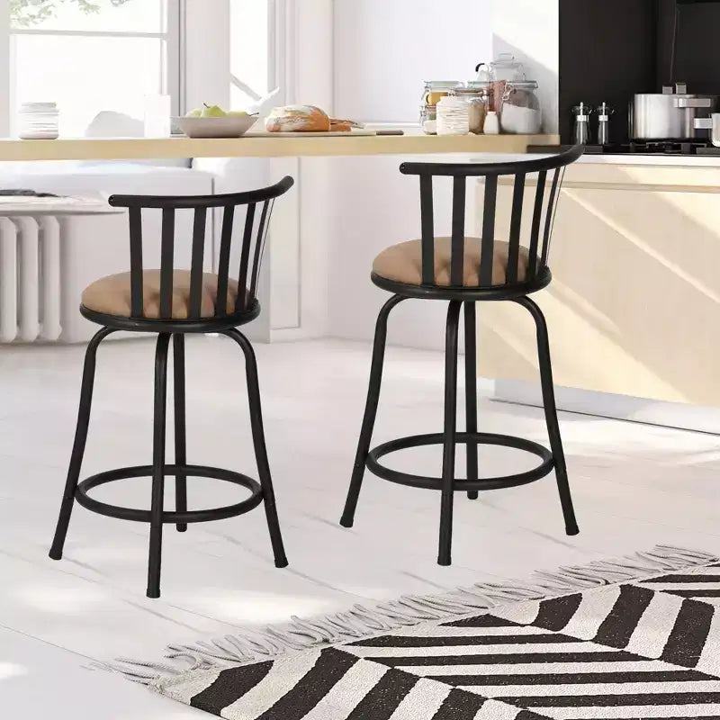 Tabourets de bar pivotants réglables hauteur comptoir, dossier bas avec repose-pieds confortable, sans accoudoirs avec pieds interchangeables, 24/29 pouces