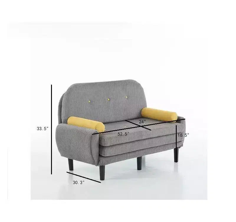 Petit canapé convertible moderne avec poches latérales et port USB, causeuse confortable pour salon, appartement