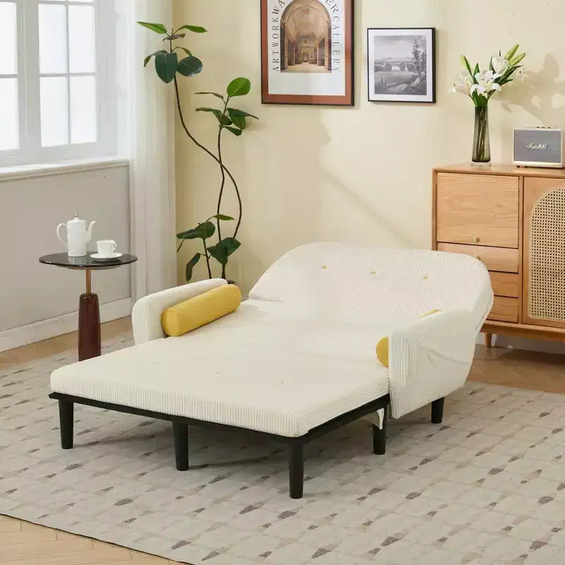 Petit canapé convertible moderne avec poches latérales et port USB, causeuse confortable pour salon, appartement
