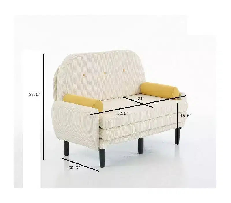 Petit canapé convertible moderne avec poches latérales et port USB, causeuse confortable pour salon, appartement