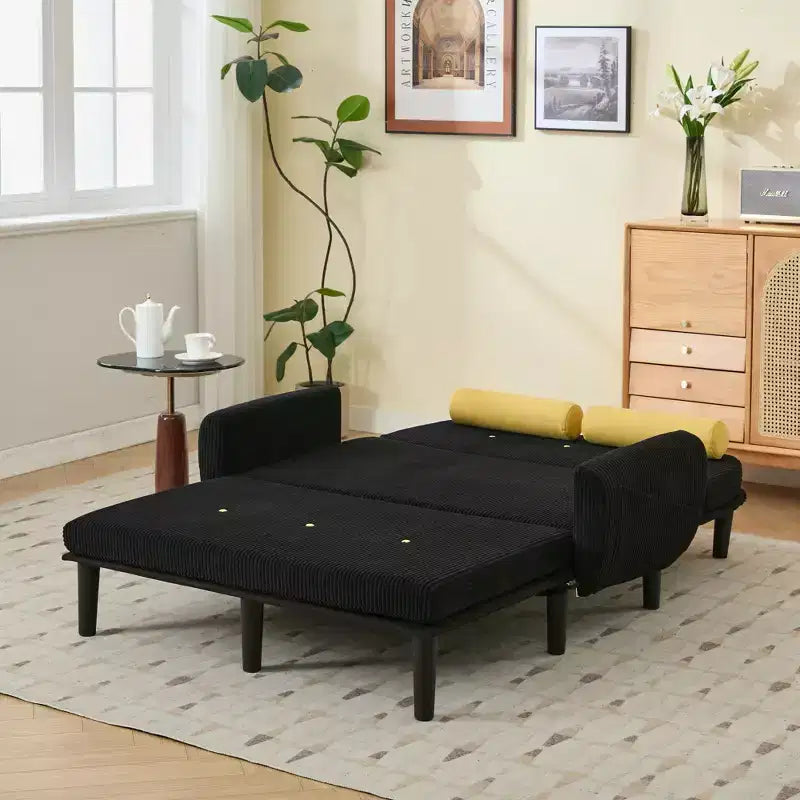 Petit canapé convertible moderne avec poches latérales et port USB, causeuse confortable pour salon, appartement