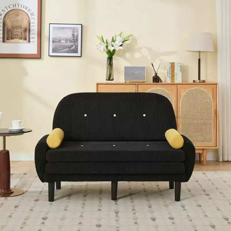 Petit canapé convertible moderne avec poches latérales et port USB, causeuse confortable pour salon, appartement