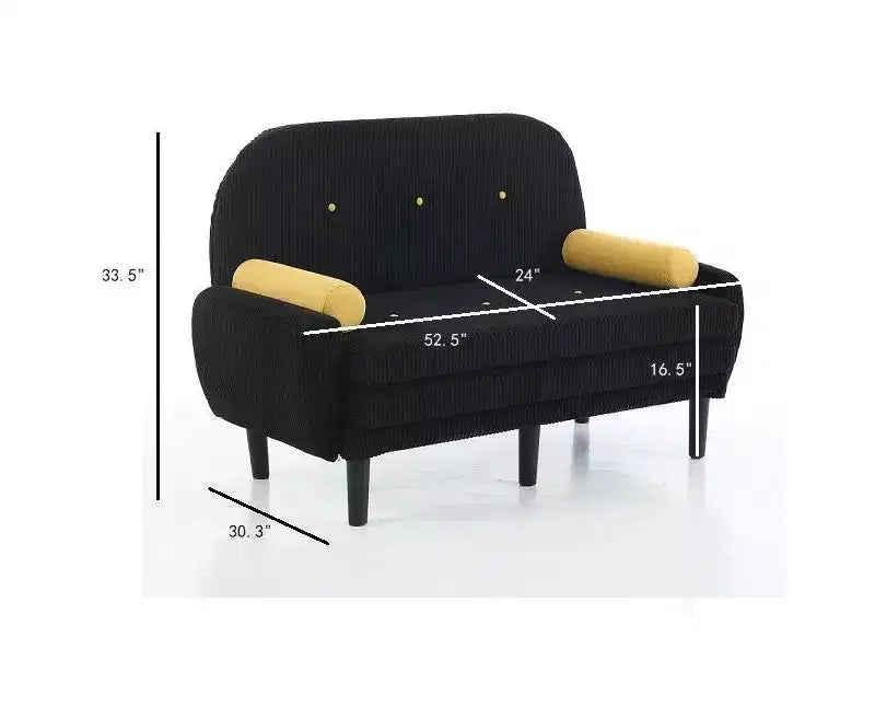 Petit canapé convertible moderne avec poches latérales et port USB, causeuse confortable pour salon, appartement
