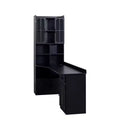 CLIHOME 2-in-1 L-Shaped Corner Computer Desk for Home Office or Study, Study Table with Drawers, Bookshelf & Hutch, Large Working Space