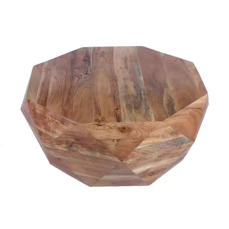 Table basse en bois d'acacia en forme de diamant avec plateau lisse, marron naturel