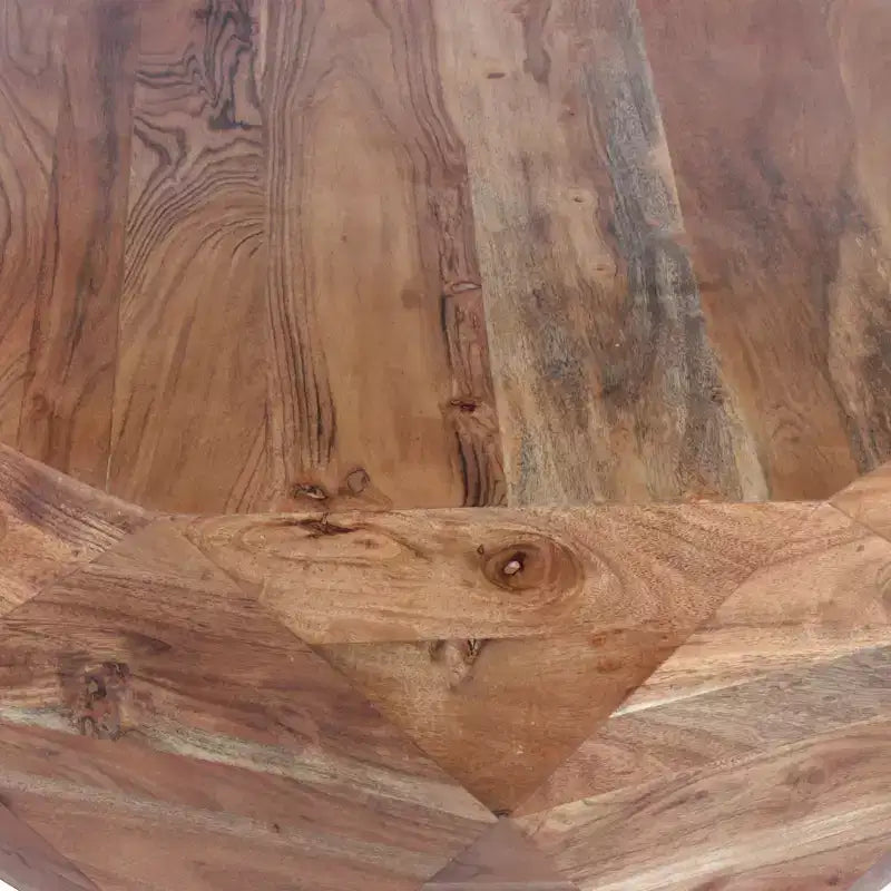 Table basse en bois d'acacia en forme de diamant avec plateau lisse, marron naturel