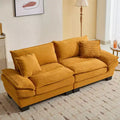 Causeuse en velours côtelé, canapé confortable avec coussins pour chambre à coucher, salon, bureau, jaune