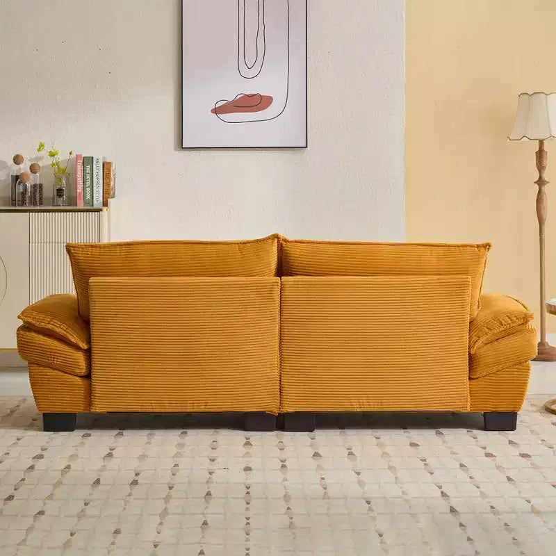 Causeuse en velours côtelé, canapé confortable avec coussins pour chambre à coucher, salon, bureau, jaune