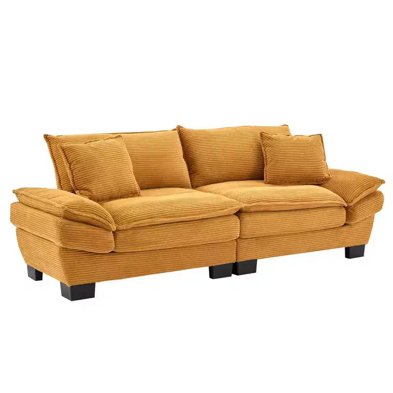 Causeuse en velours côtelé, canapé confortable avec coussins pour chambre à coucher, salon, bureau, jaune