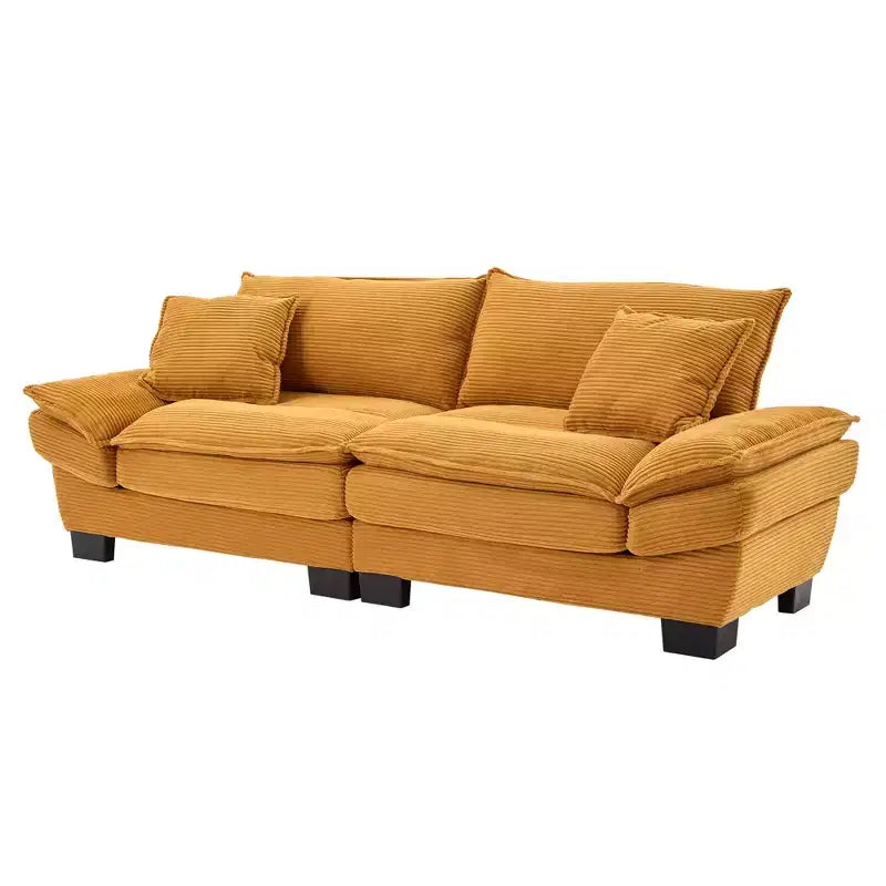 Causeuse en velours côtelé, canapé confortable avec coussins pour chambre à coucher, salon, bureau, jaune
