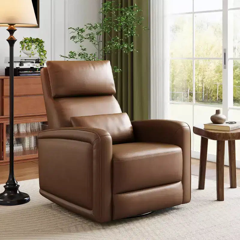 Fauteuil inclinable, fauteuil pivotant avec dossier et repose-pieds réglables, canapé Chesterfield en similicuir, mécanisme d'inclinaison à tirette dissimulée
