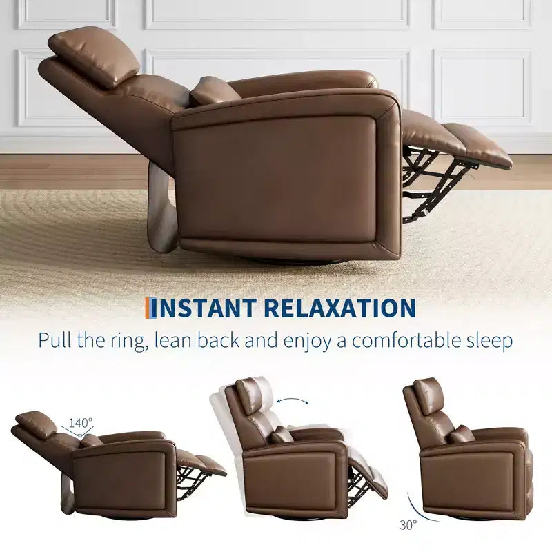 Fauteuil inclinable, fauteuil pivotant avec dossier et repose-pieds réglables, canapé Chesterfield en similicuir, mécanisme d'inclinaison à tirette dissimulée