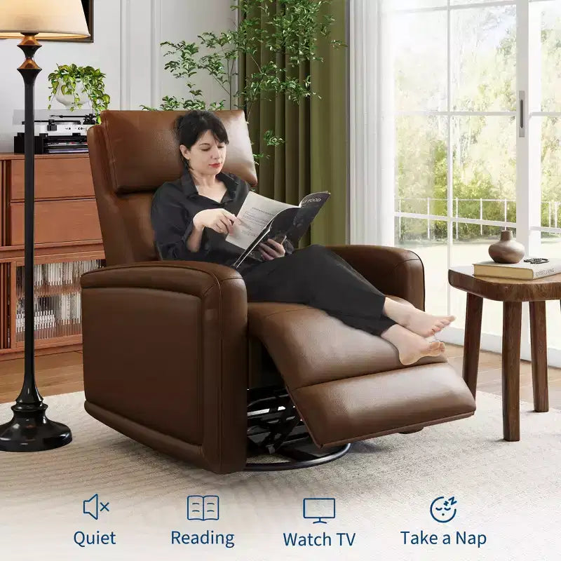 Fauteuil inclinable, fauteuil pivotant avec dossier et repose-pieds réglables, canapé Chesterfield en similicuir, mécanisme d'inclinaison à tirette dissimulée