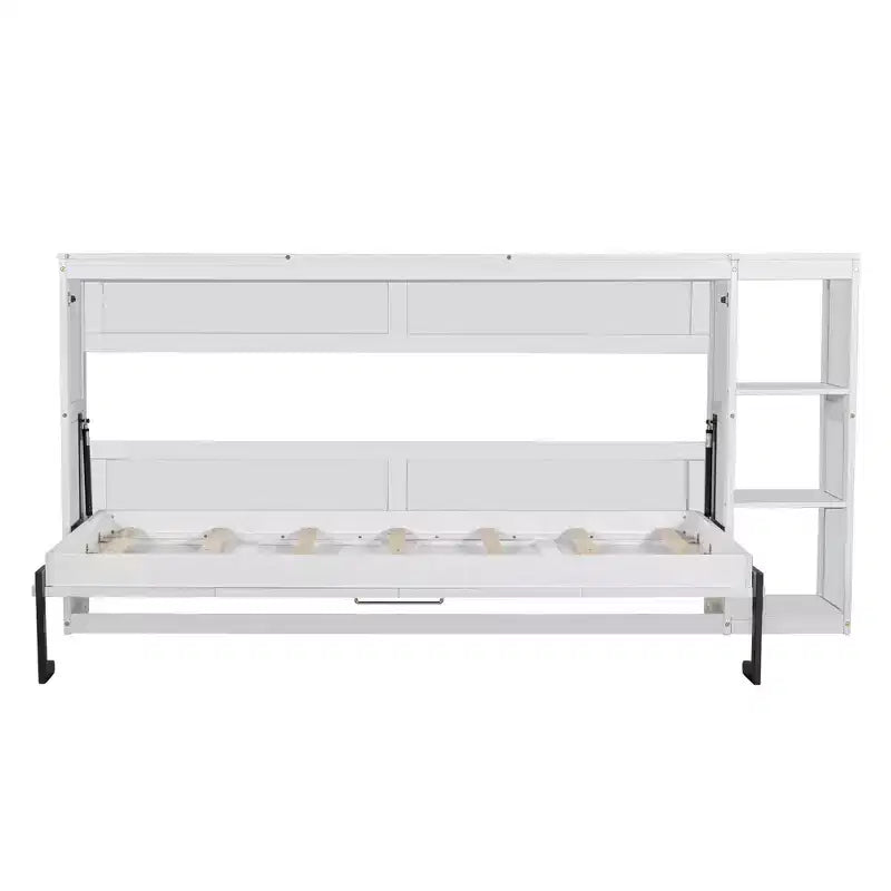 Lit Mural Lit Escamotable avec Étagère, Armoire Lit Pliant Mural pour Chambre d'amis Bureau