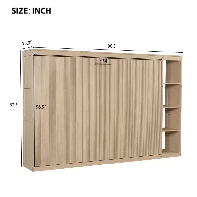 Lit Mural Lit Escamotable avec Étagère, Armoire Lit Pliant Mural pour Chambre d'amis Bureau