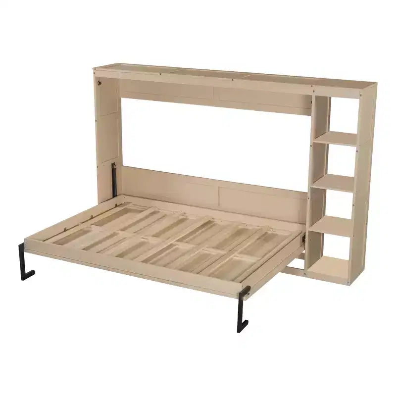 Lit Mural Lit Escamotable avec Étagère, Armoire Lit Pliant Mural pour Chambre d'amis Bureau