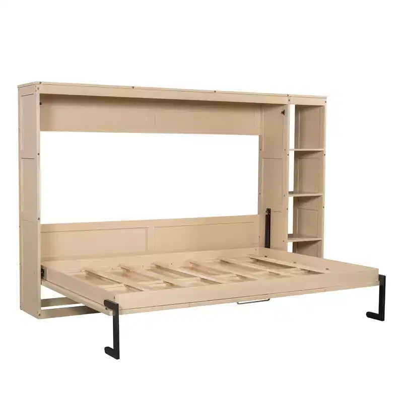 Lit Mural Lit Escamotable avec Étagère, Armoire Lit Pliant Mural pour Chambre d'amis Bureau