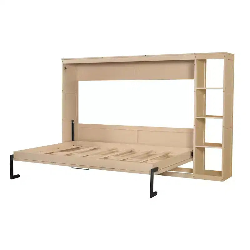 Lit Mural Lit Escamotable avec Étagère, Armoire Lit Pliant Mural pour Chambre d'amis Bureau
