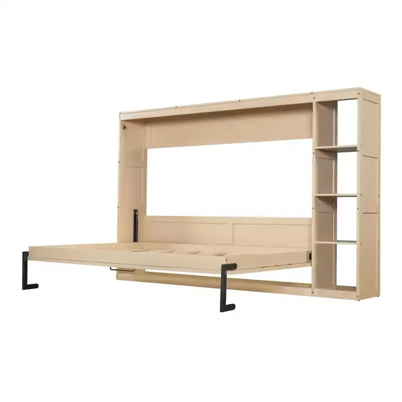 Lit Mural Lit Escamotable avec Étagère, Armoire Lit Pliant Mural pour Chambre d'amis Bureau