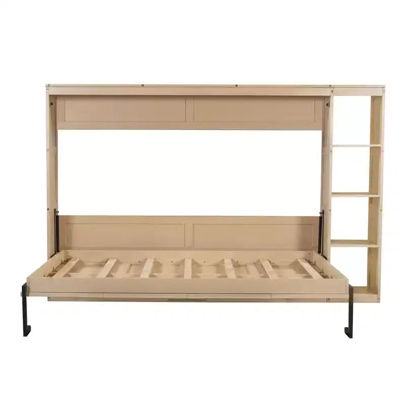 Lit Mural Lit Escamotable avec Étagère, Armoire Lit Pliant Mural pour Chambre d'amis Bureau