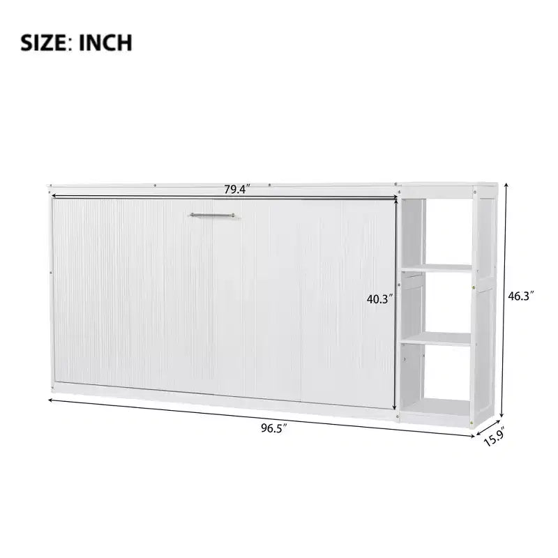 Lit Mural Lit Escamotable avec Étagère, Armoire Lit Pliant Mural pour Chambre d'amis Bureau