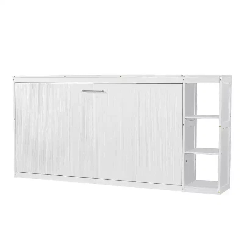Lit Mural Lit Escamotable avec Étagère, Armoire Lit Pliant Mural pour Chambre d'amis Bureau