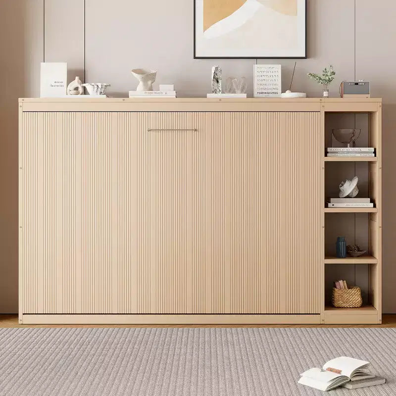 Lit Mural Lit Escamotable avec Étagère, Armoire Lit Pliant Mural pour Chambre d'amis Bureau
