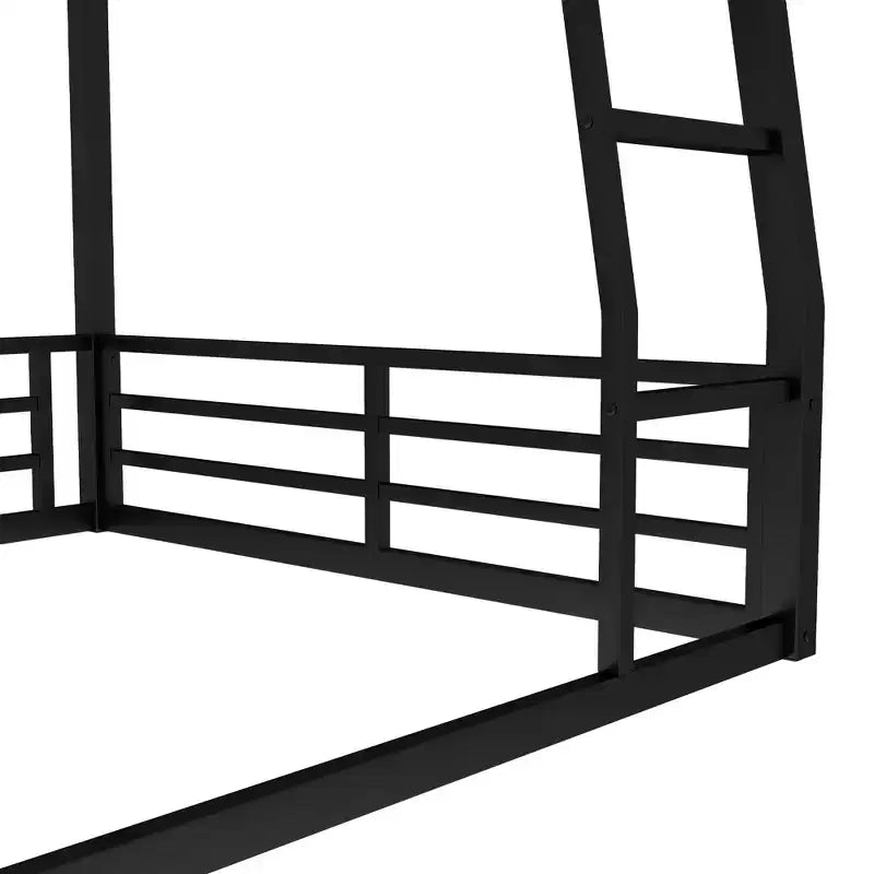 Lit superposé en métal Full XL sur Queen pour adultes et adolescents, cadre robuste peu encombrant, garde-corps, silencieux, pas de sommier, noir