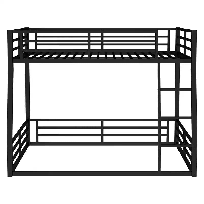 Lit superposé en métal Full XL sur Queen pour adultes et adolescents, cadre robuste peu encombrant, garde-corps, silencieux, pas de sommier, noir